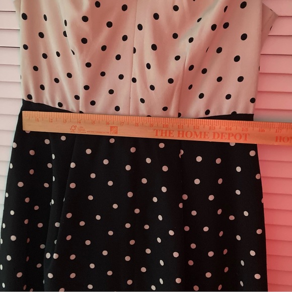 Adrianna Papell Black and Cream Polka Dot Midi Dress size 12 - Picture 10 of 12